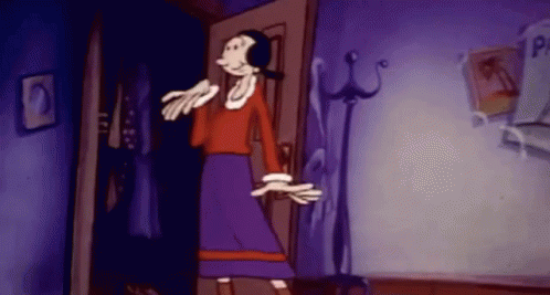 A Cartoon Of A Woman Standing In A Doorway GIF