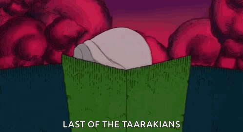 A Cartoon Of A Woman Standing In A Doorway With The Words Last Of The Taarakians On The Bottom GIF