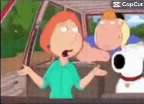 A Cartoon Of A Woman Talking To A Man And A Dog In A Car GIF
