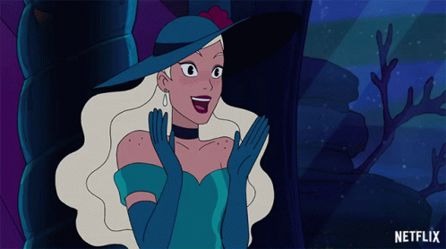 A Cartoon Of A Woman Wearing A Blue Hat And Gloves With A Netflix Logo In The Corner GIF