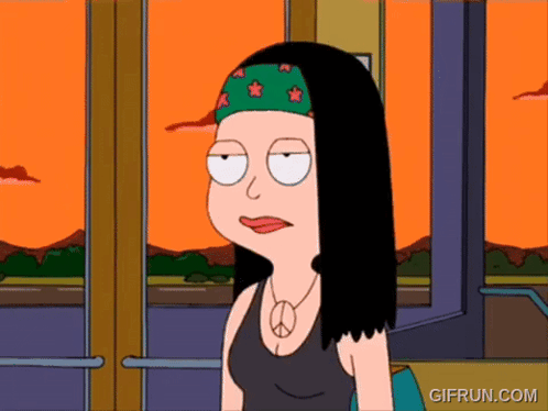 Cartoon Woman Wearing Headband And Peace Sign GIF