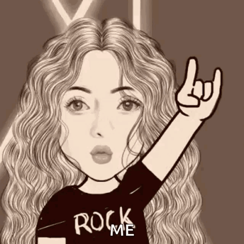 A Cartoon Of A Woman Wearing A Rock Me Shirt GIF