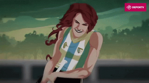 A Cartoon Of A Woman Wearing A Shirt That Says Argentina On It GIF