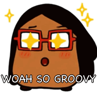 A Cartoon Of A Woman Wearing Glasses With The Words Woah So Groovy Below Her GIF