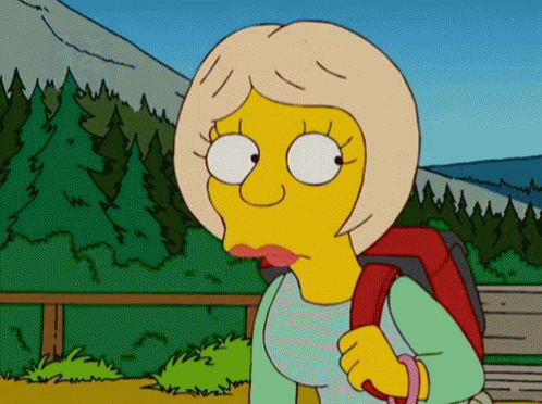 A Cartoon Of A Woman With A Backpack On Her Back GIF