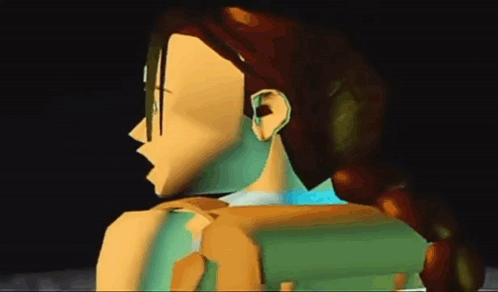 A Cartoon Of A Woman With A Ponytail Is Standing In The Dark GIF