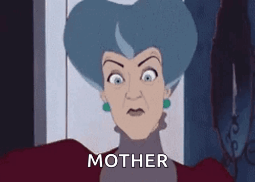 A Cartoon Of A Woman With A Surprised Look On Her Face Says Mother GIF