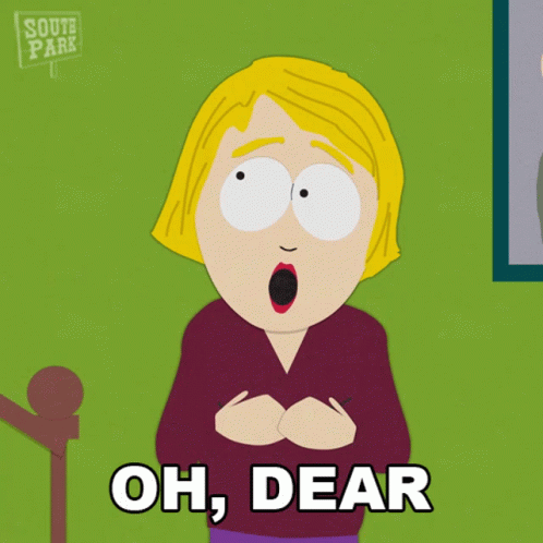 A Cartoon Of A Woman With A Surprised Look On Her Face Says Oh Dear GIF