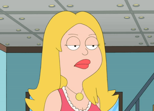 Cartoon Woman With Blonde Hair And Gold Necklace GIF