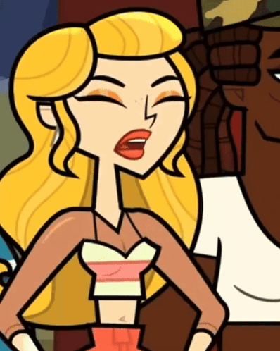 A Cartoon Of A Woman With Blonde Hair And A Red Lip GIF