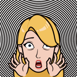A Cartoon Of A Woman With Her Mouth Open And Her Hands On Her Face GIF