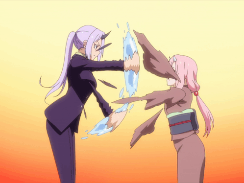 A Cartoon Of A Woman With Horns Holding A Sword GIF