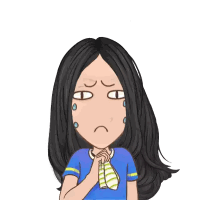 a cartoon of a woman with long hair wearing a blue shirt