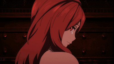A Cartoon Of A Woman With Red Hair And A White Shirt With The Letter S On It GIF