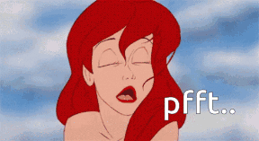 A Cartoon Of A Woman With Red Hair And The Words Pfft On The Bottom GIF