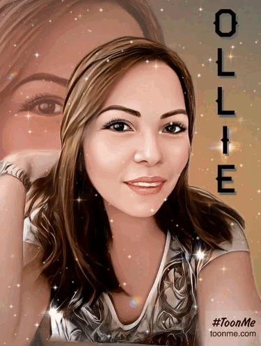 a cartoon of a woman with the name ollie on the top