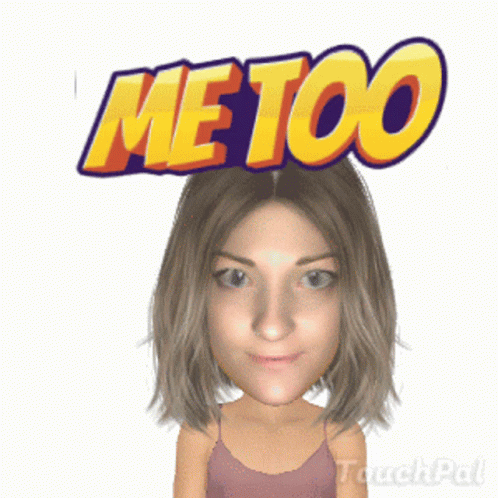 A Cartoon Of A Woman With The Word Me Too On Her Head GIF