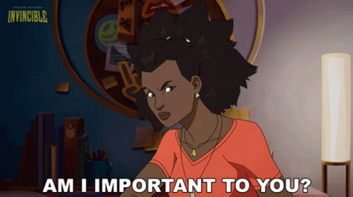 a cartoon of a woman with the words am i important to you