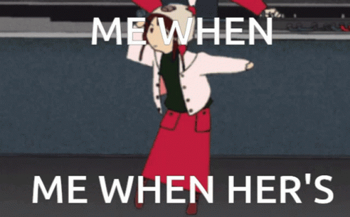 A Cartoon Of A Woman With The Words Me When Me When Her 'S GIF