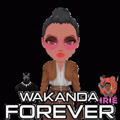 A Cartoon Of A Woman With The Words Wakanda Forever GIF