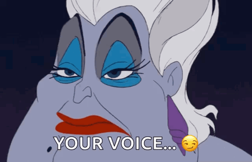 A Cartoon Of A Woman With The Words " Your Voice " Next To Her GIF