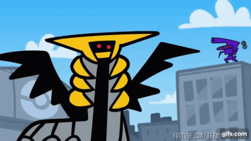 A Cartoon Of A Yellow And Black Monster With A Youtube.com/term Gifs.com Watermark At The Bottom GIF
