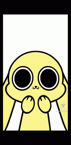 A Cartoon Of A Yellow Bunny With A Speech Bubble That Says Bnnuy GIF