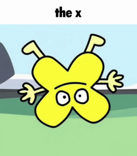 A Cartoon Of A Yellow X With Arms And Legs GIF