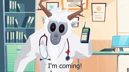 A Cartoon Of A Yeti Holding A Cell Phone With The Words I 'M Coming Below It GIF