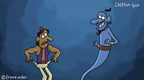 A Cartoon Of Aladdin And A Genie With Cartoon-Box Written On The Bottom Right GIF
