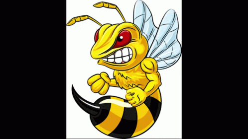 A Cartoon Of An Angry Bee With A Long Black Tail GIF