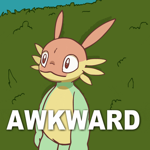A Cartoon Of An Axolotl With The Word Awkward Underneath GIF