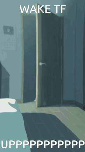 A Cartoon Of An Eevee Jumping In The Air With The Words Wake Tf Upppppppppp GIF