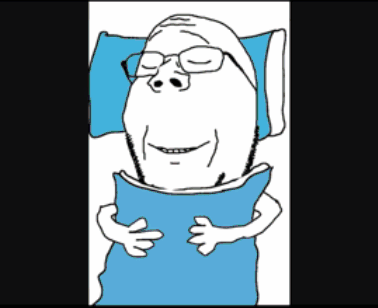 A Cartoon Of An Elderly Man Laying In Bed Reading A Book GIF