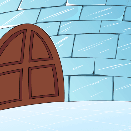 Cartoon Igloo With Brown Door GIF