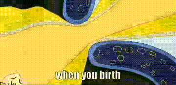 A Cartoon Of An Octopus With The Words `` When You Birth '' Written Below It . GIF