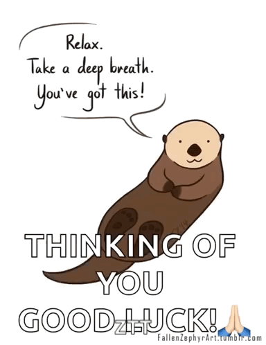 A Cartoon Of An Otter Says Relax Take A Deep Breath You 'Ve Got This Thinking Of You Good Luck GIF