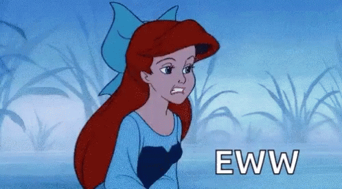 A Cartoon Of Ariel From The Little Mermaid With The Words Eww Written Below Her GIF