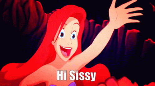 A Cartoon Of Ariel From The Little Mermaid With The Words Hi Sissy Below Her GIF