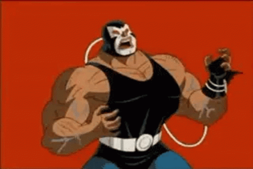 A Cartoon Of Bane From The Batman Animated Series Is Flexing His Muscles . GIF