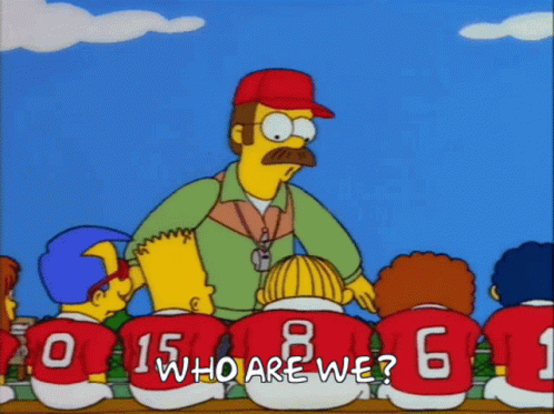 a cartoon of bart simpson and ned flanders talking to a group of players