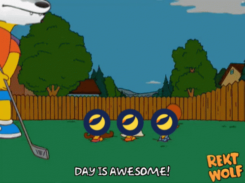 A Cartoon Of Bart Simpson Playing Golf With The Words Day Is Awesome GIF