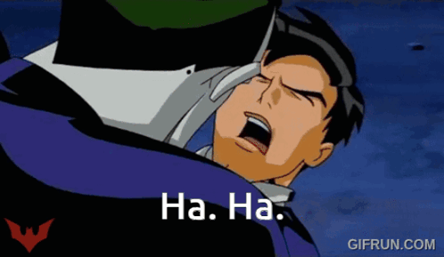 A Cartoon Of Batman And The Joker With The Words Ha Ha On The Bottom Right GIF