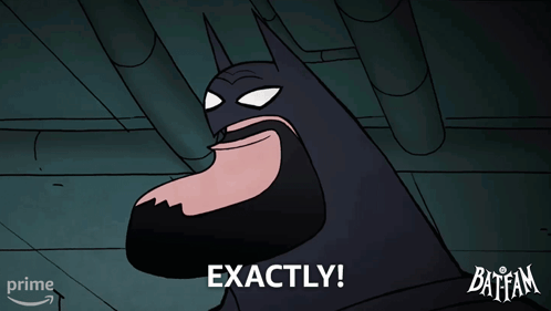 A Cartoon Of Batman Saying Exactly With An Amazon Prime Logo In The Background GIF