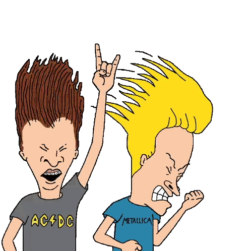 a cartoon of beavis and butthead wearing ac dc shirts
