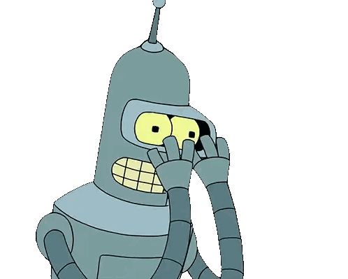 a cartoon of bender from futurama holding two yellow canisters