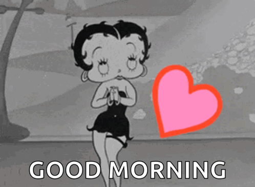 A Cartoon Of Betty Boop With A Pink Heart And The Words Good Morning Below Her GIF