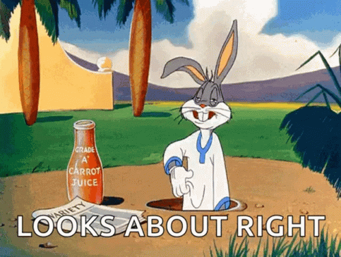 A Cartoon Of Bugs Bunny With A Bottle Of Carrot Juice In The Background GIF