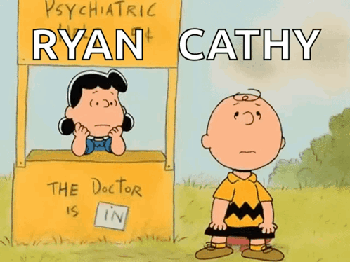 A Cartoon Of Charlie Brown And Lucy Brown At A Psychiatric Booth GIF