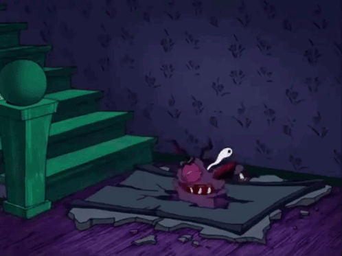 A Cartoon Of Courage The Cowardly Dog Is Laying On The Ground GIF